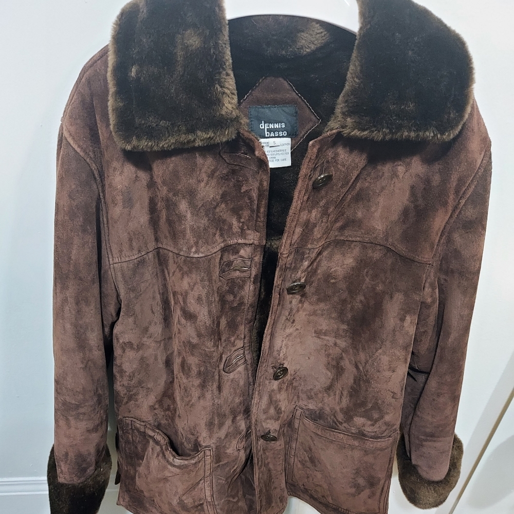 Genuine leather Dennis Basso coat.